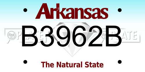 B3962B Arkansas License Plate