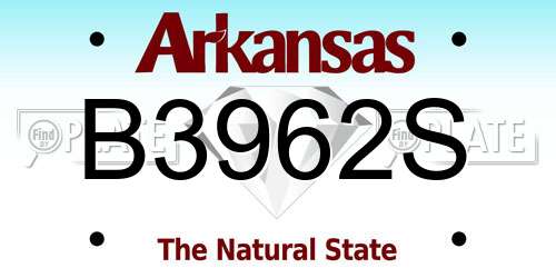 B3962S Arkansas License Plate