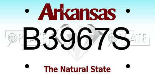 B3967S Arkansas License Plate