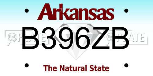 B396ZB Arkansas License Plate