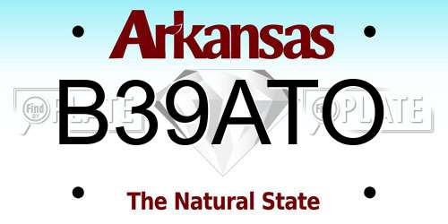 B39ATO Arkansas License Plate