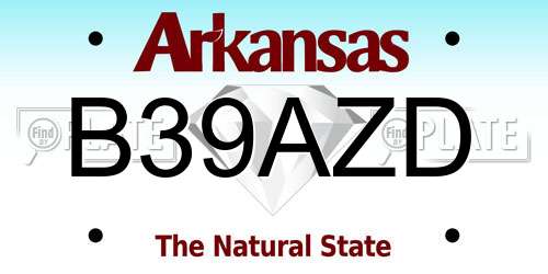 B39AZD Arkansas License Plate
