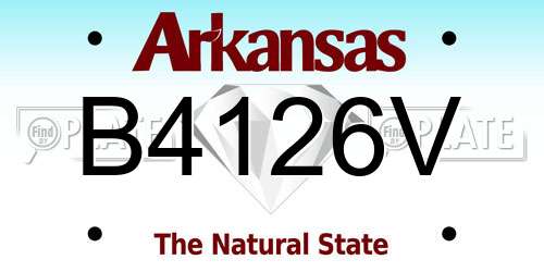 B4126V Arkansas License Plate