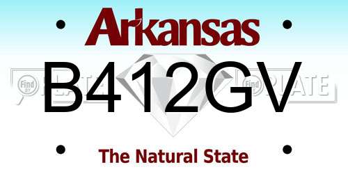 B412GV Arkansas License Plate