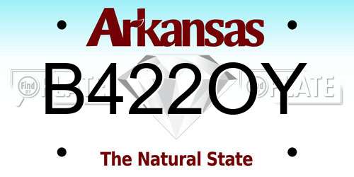 B422OY Arkansas License Plate