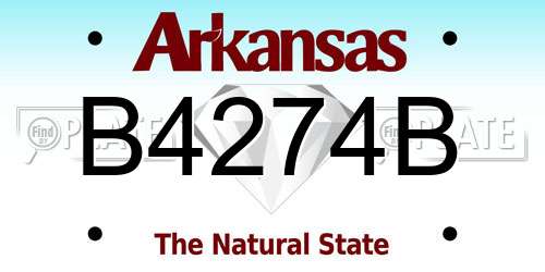 B4274B Arkansas License Plate