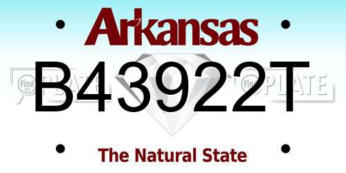 B43922T Arkansas License Plate