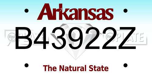 B43922Z Arkansas License Plate