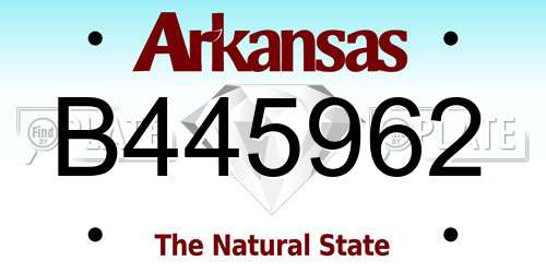B445962 Arkansas License Plate