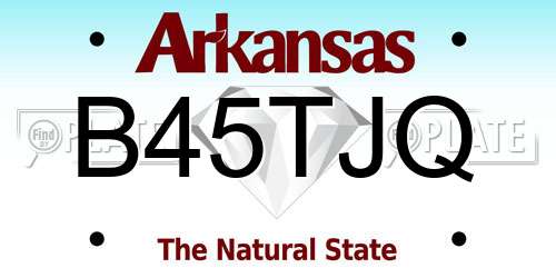B45TJQ Arkansas License Plate