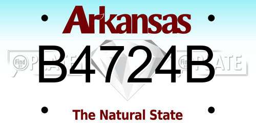 B4724B Arkansas License Plate
