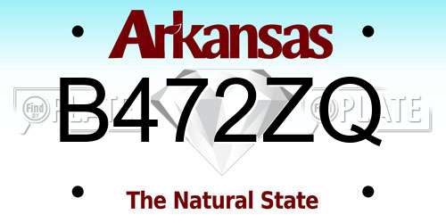 B472ZQ Arkansas License Plate