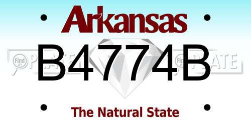 B4774B Arkansas License Plate