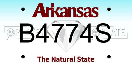 B4774S Arkansas License Plate