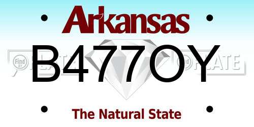 B477OY Arkansas License Plate