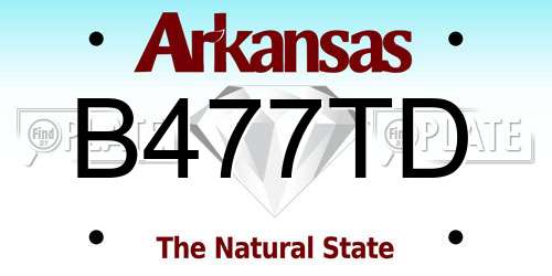 B477TD Arkansas License Plate