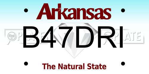 B47DRI Arkansas License Plate