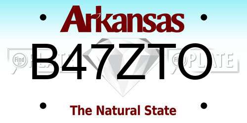 B47ZTO Arkansas License Plate
