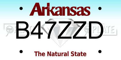 B47ZZD Arkansas License Plate