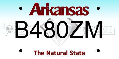 B480ZM Arkansas License Plate
