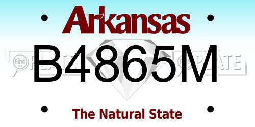 B4865M Arkansas License Plate
