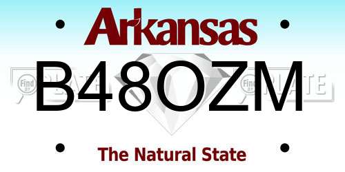 B48OZM Arkansas License Plate
