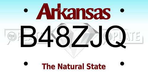 B48ZJQ Arkansas License Plate