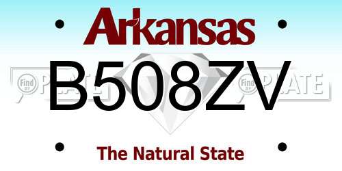 B508ZV Arkansas License Plate