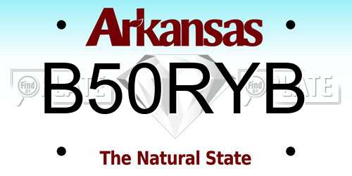 B50RYB Arkansas License Plate