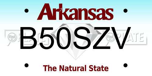 B50SZV Arkansas License Plate