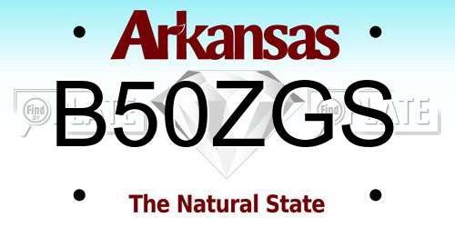 B50ZGS Arkansas License Plate