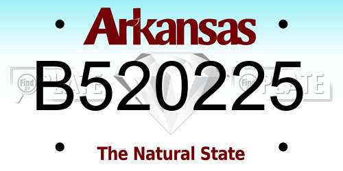 B520225 Arkansas License Plate