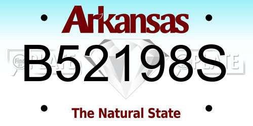 B52198S Arkansas License Plate