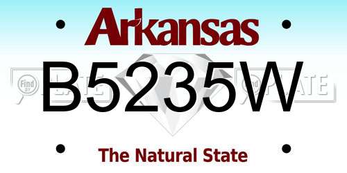 B5235W Arkansas License Plate