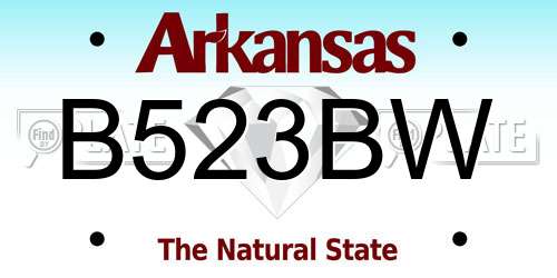 B523BW Arkansas License Plate