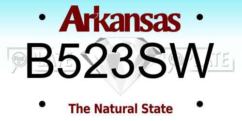 B523SW Arkansas License Plate