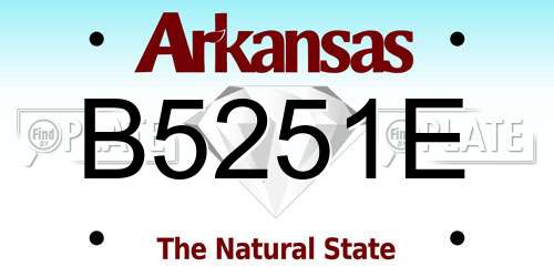 B5251E Arkansas License Plate