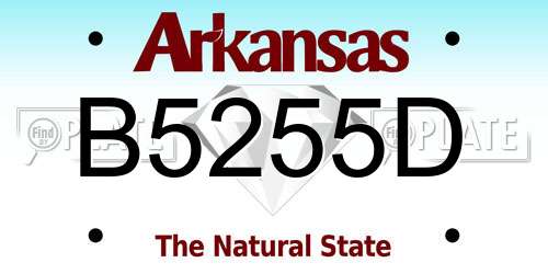 B5255D Arkansas License Plate