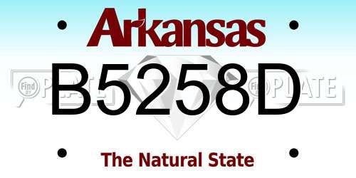 B5258D Arkansas License Plate