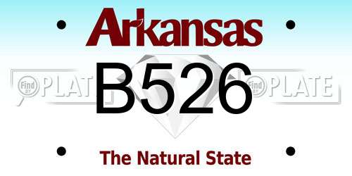 B526 Arkansas License Plate