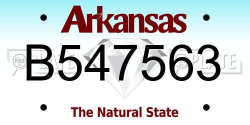 B547563 Arkansas License Plate