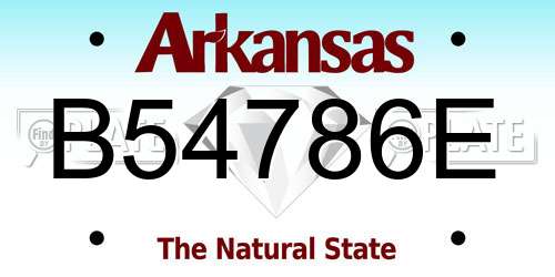 B54786E Arkansas License Plate