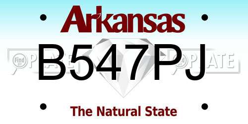 B547PJ Arkansas License Plate