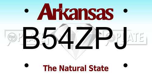 B54ZPJ Arkansas License Plate