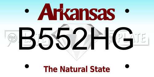 B552HG Arkansas License Plate