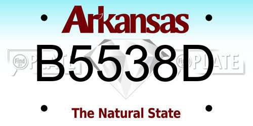 B5538D Arkansas License Plate