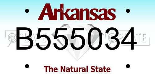B555034 Arkansas License Plate