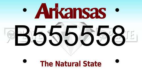 B555558 Arkansas License Plate