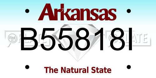 B55818I Arkansas License Plate