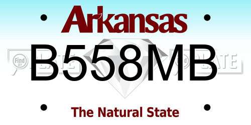 B558MB Arkansas License Plate